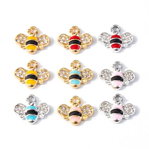 Tibetan Style Enamel Pendants, Bee, plated, DIY & with rhinestone, more colors for choice, 10PCs/Bag, Sold By Bag