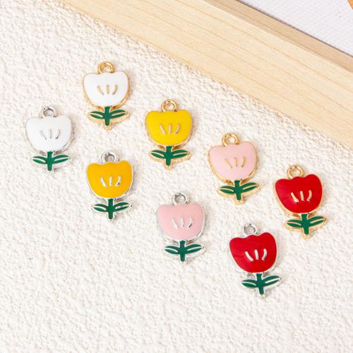 Tibetan Style Enamel Pendants, Rose, plated, DIY, more colors for choice, 10PCs/Bag, Sold By Bag