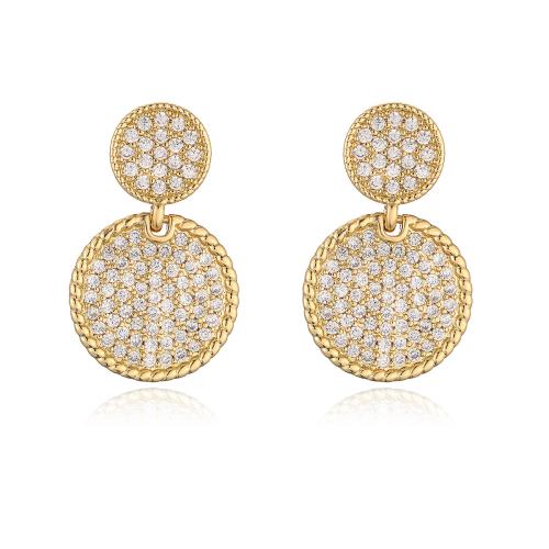 Cubic Zirconia Micro Pave Brass Earring, 18K gold plated, different styles for choice & micro pave cubic zirconia & for woman, golden, Sold By Pair
