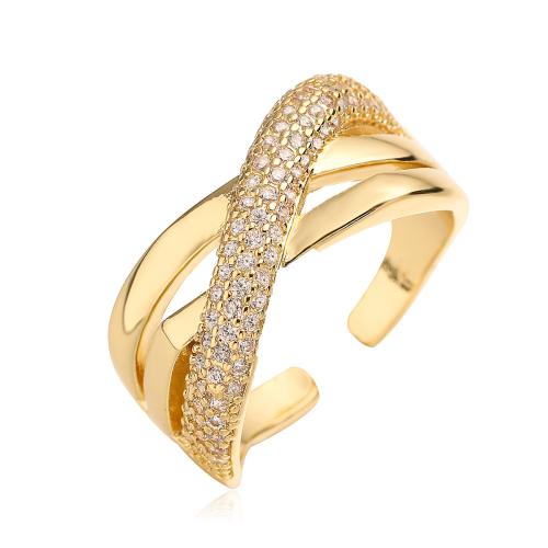 Cubic Zirconia Micro Pave Brass Ring, plated, micro pave cubic zirconia & for woman & hollow, more colors for choice, Sold By PC