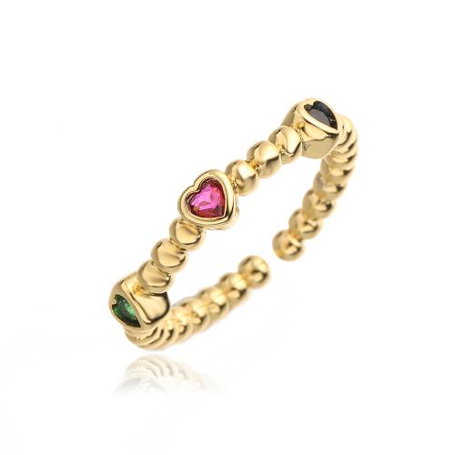 Cubic Zirconia Micro Pave Brass Ring, 18K gold plated, different styles for choice & micro pave cubic zirconia & for woman, golden, Sold By PC