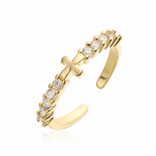 Cubic Zirconia Micro Pave Brass Ring, 18K gold plated, different styles for choice & micro pave cubic zirconia & for woman, golden, Sold By PC