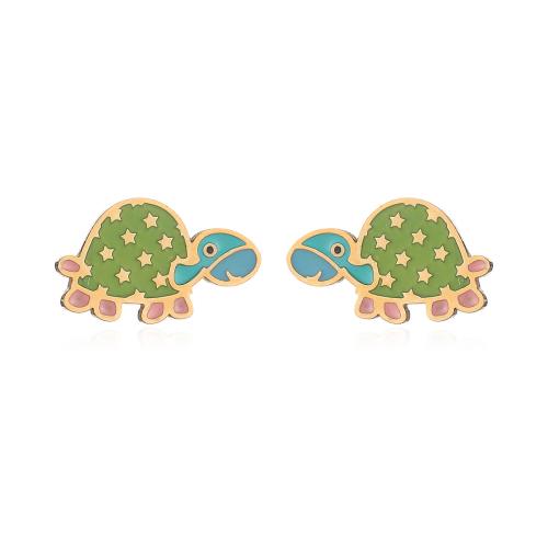 Stainless Steel Stud Earrings, 304 Stainless Steel, 18K gold plated, fashion jewelry & for woman & enamel, Sold By Pair