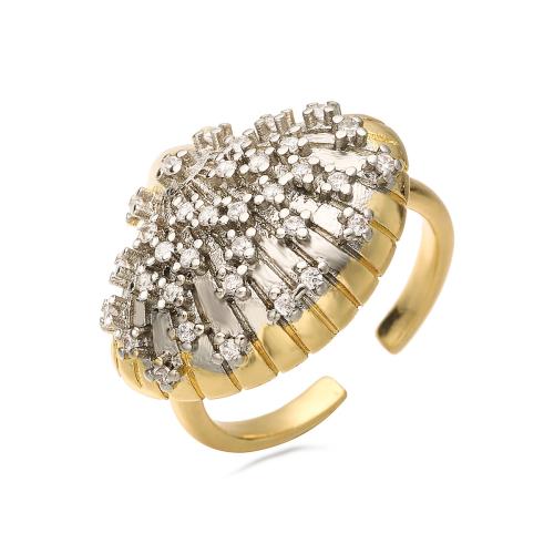 Cubic Zirconia Micro Pave Brass Ring, plated, different styles for choice & micro pave cubic zirconia & for woman, golden, Sold By PC