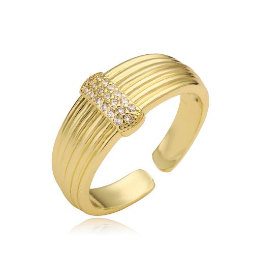 Cubic Zirconia Micro Pave Brass Ring, 18K gold plated, fashion jewelry & micro pave cubic zirconia & for woman, golden, Sold By PC