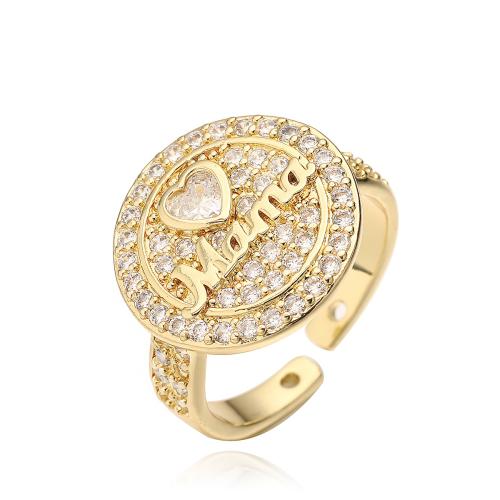 Cubic Zirconia Micro Pave Brass Ring, Round, 18K gold plated, fashion jewelry & micro pave cubic zirconia & for woman, golden, Sold By PC