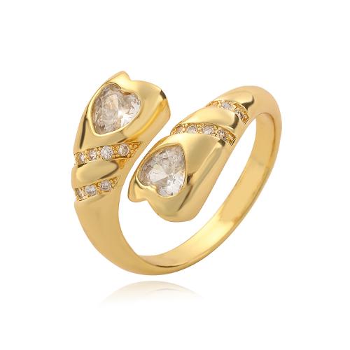 Cubic Zirconia Micro Pave Brass Ring, 18K gold plated, different styles for choice & micro pave cubic zirconia & for woman, golden, Sold By PC