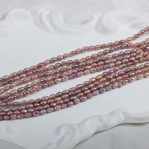 Cultured Rice Freshwater Pearl Beads, DIY, purple, 3.5-4 mm, Length:35 cm, Sold By PC