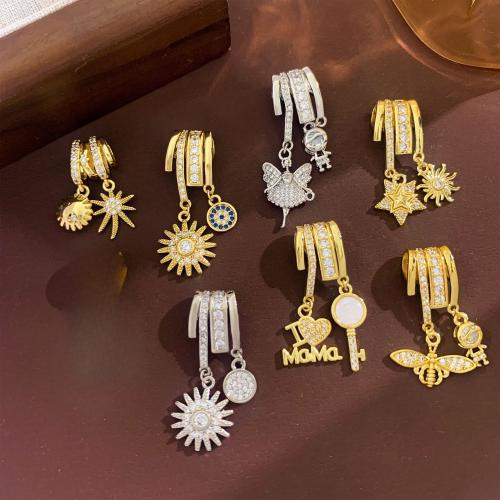 Cubic Zirconia Micro Pave Brass Pendant, plated, DIY & micro pave cubic zirconia & enamel, more colors for choice, nickel, lead & cadmium free, Sold By PC