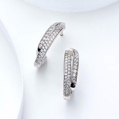 Cubic Zirconia Micro Pave Brass Earring, plated, micro pave cubic zirconia & for woman & hollow, Sold By Pair