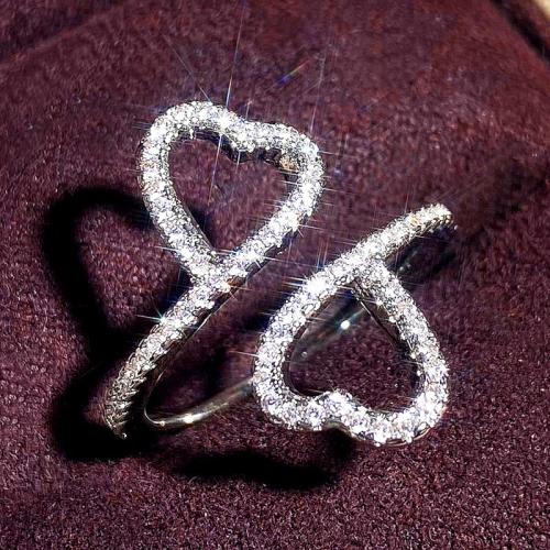 Cubic Zirconia Micro Pave Brass Ring, plated, micro pave cubic zirconia & for woman & hollow, Sold By PC