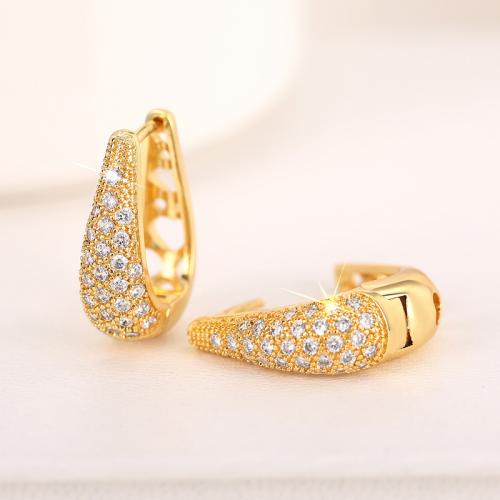 Cubic Zirconia Micro Pave Brass Earring, plated, fashion jewelry & micro pave cubic zirconia & for woman, more colors for choice, Sold By Pair