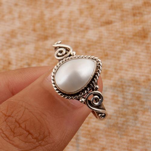 Brass Finger Ring, with Plastic Pearl, Antique finish, different size for choice & for woman & hollow, Sold By PC