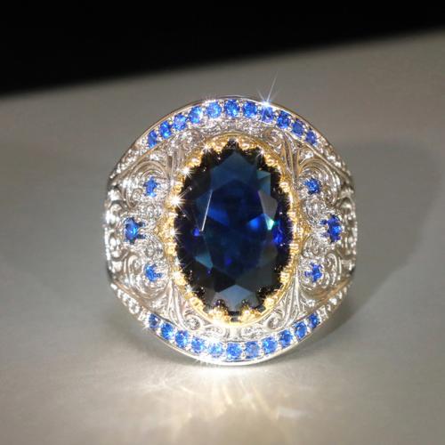 Brass Finger Ring, with Glass, plated, different size for choice & for woman & two tone, Sold By PC