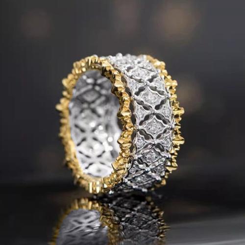 Cubic Zirconia Micro Pave Brass Ring, plated, different size for choice & micro pave cubic zirconia & for woman & two tone & hollow, Sold By PC