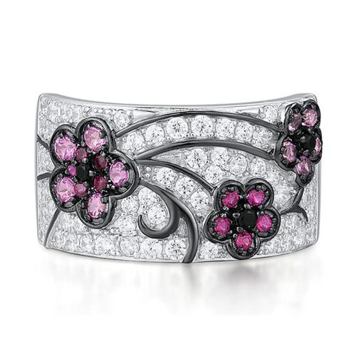 Cubic Zirconia Micro Pave Brass Ring, plated, different size for choice & micro pave cubic zirconia & for woman & two tone, Sold By PC