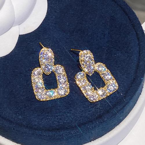 Cubic Zirconia Micro Pave Brass Earring, plated, micro pave cubic zirconia & for woman & hollow, more colors for choice, Sold By Pair