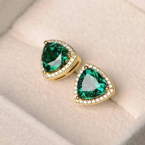 Cubic Zirconia Micro Pave Brass Earring, plated, fashion jewelry & micro pave cubic zirconia & for woman, Sold By PC