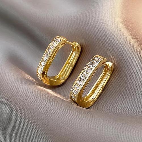 Cubic Zirconia Micro Pave Brass Earring, plated, fashion jewelry & micro pave cubic zirconia & for woman, Sold By Pair