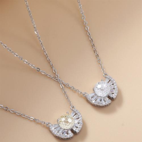 Messing Halskette, mit Verlängerungskettchen von 1.6inch, Rock, plattiert, Micro pave Zirkonia & für Frau, keine, Länge:ca. 15.4 ZollInch, verkauft von PC