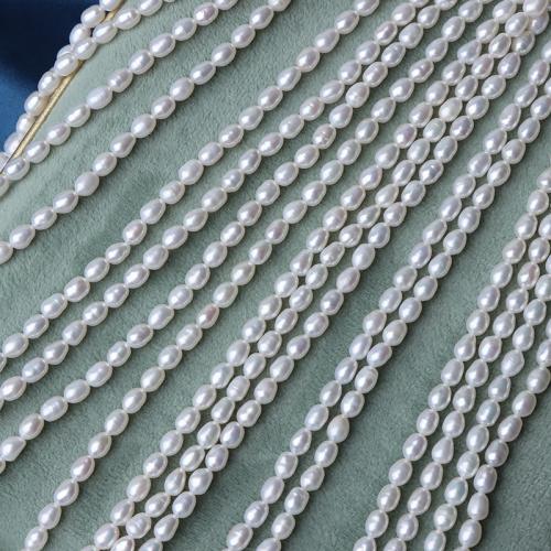 Cultured Rice Freshwater Pearl Beads, DIY, white, 3.8-4mm, Sold Per 38 cm Strand