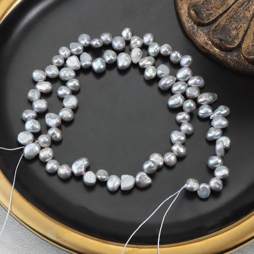 Keshi Cultured Freshwater Pearl Beads, Baroque, DIY, grey, 5-6mm, Sold Per 35 cm Strand