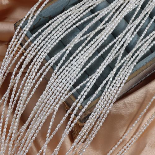 Cultured Rice Freshwater Pearl Beads, DIY, white, 2-2.5mm, Sold Per 39 cm Strand