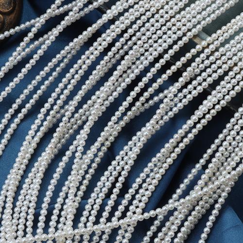 Cultured Round Freshwater Pearl Beads, DIY, white, 3-3.5mm, Sold Per 40 cm Strand