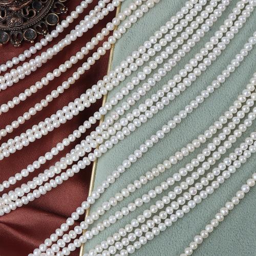 Natural Freshwater Pearl Loose Beads, Slightly Round, DIY, white, 3-3.5mm, Sold Per 40 cm Strand
