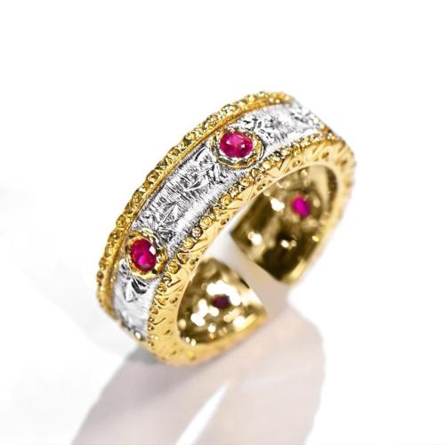 Cubic Zirconia Micro Pave Brass Ring, plated, different size for choice & micro pave cubic zirconia & for woman & two tone, Sold By PC