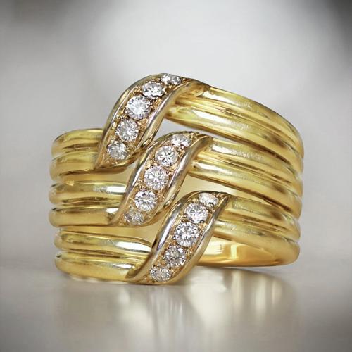 Cubic Zirconia Micro Pave Brass Ring, plated, three layers & different size for choice & micro pave cubic zirconia & for woman, Sold By PC