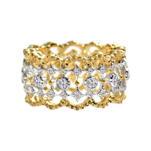 Cubic Zirconia Micro Pave Brass Ring, plated, different size for choice & micro pave cubic zirconia & for woman & two tone & hollow, Sold By PC