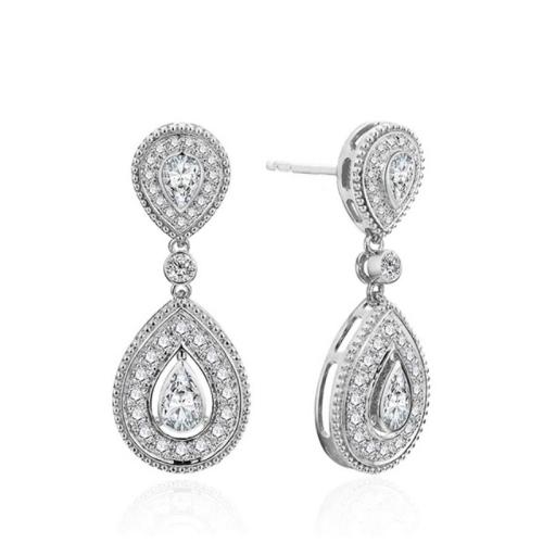 Cubic Zirconia Micro Pave Brass Earring, Teardrop, plated, fashion jewelry & micro pave cubic zirconia & for woman, more colors for choice, Sold By Pair