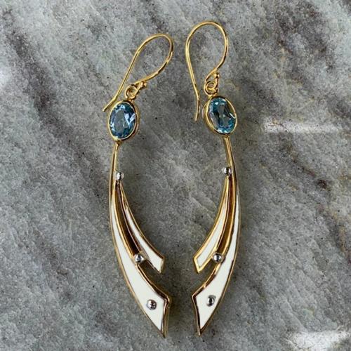 Tibetan Style Drop Earrings, with Crystal, plated, for woman & enamel & hollow, Sold By Pair