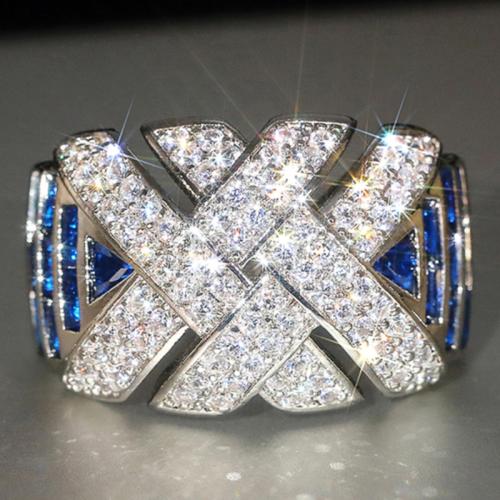 Cubique anneau en laiton Circonia Micro Pave, Placage, pavé de micro zircon & pour femme & émail, Vendu par PC