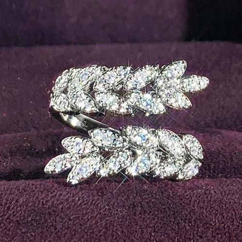Cubic Zirconia Micro Pave Brass Ring, plated, micro pave cubic zirconia & for woman & hollow, Sold By PC
