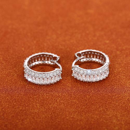Cubic Zirconia Micro Pave Brass Earring, plated, fashion jewelry & micro pave cubic zirconia & for woman, Sold By Pair