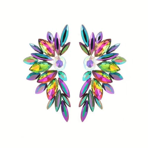 Tibetan Style Stud Earring, plated, fashion jewelry & for woman & with rhinestone, more colors for choice, Sold By Pair