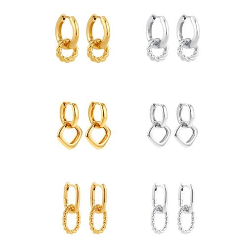Boucle d'oreille goutte inox, laiton, Placage, styles différents pour le choix & pour femme & creux, plus de couleurs à choisir, Vendu par paire