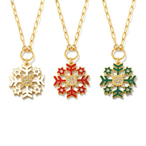 Stainless Steel Sweater Chain Necklace, 304 Stainless Steel, gold color plated, micro pave cubic zirconia & for woman & enamel, more colors for choice, Sold By PC