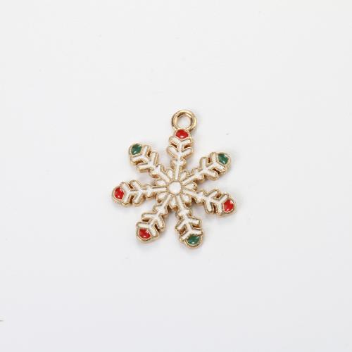 Tibetan Style Christmas Pendants, Snowflake, gold color plated, Christmas Design & DIY & enamel, mixed colors, 23x14.90x1.20mm, Inner Diameter:Approx 1.3mm, Sold By PC