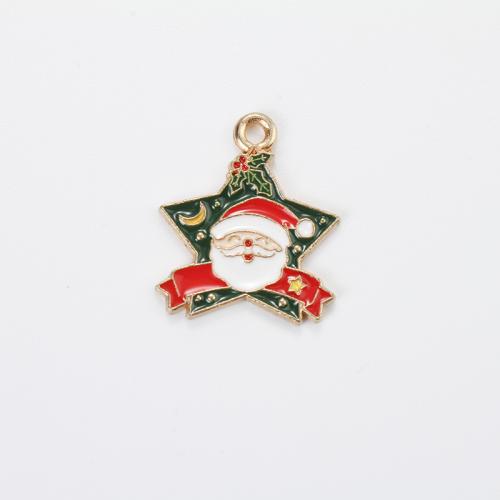 Tibetan Style Christmas Pendants, Santa Claus, gold color plated, DIY & enamel, mixed colors, 21.30x18.50x1.50mm, Sold By PC