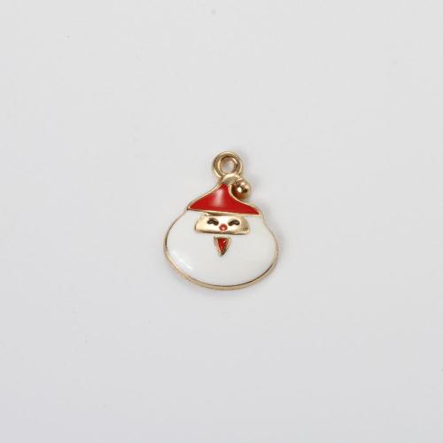 Tibetan Style Christmas Pendants, Santa Claus, gold color plated, DIY & enamel, mixed colors, 19.20x16.40x3.50mm, Sold By PC