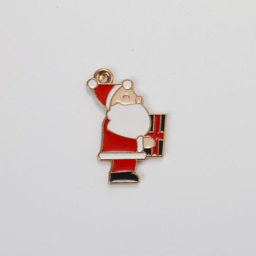 Tibetan Style Christmas Pendants, Santa Claus, gold color plated, DIY & enamel, mixed colors, 26.80x18.50x1.30mm, Sold By PC