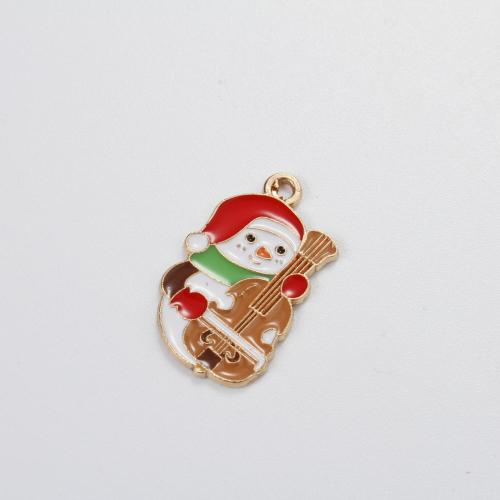 Tibetan Style Christmas Pendants, Snowman, gold color plated, Christmas Design & DIY & enamel, mixed colors, 23.50x14.20x1.10mm, Sold By PC