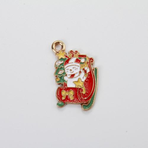 Tibetan Style Christmas Pendants, gold color plated, Christmas Design & DIY & enamel, mixed colors, 22x14x1.40mm, Sold By PC