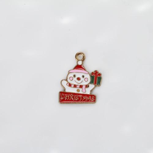 Tibetan Style Christmas Pendants, Snowman, gold color plated, Christmas Design & DIY & enamel, mixed colors, 20x16x1.20mm, Sold By PC