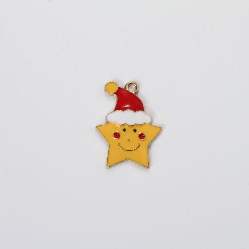 Tibetan Style Christmas Pendants, Star, gold color plated, Christmas Design & DIY & enamel, mixed colors, 25x19.30x2.60mm, Sold By PC