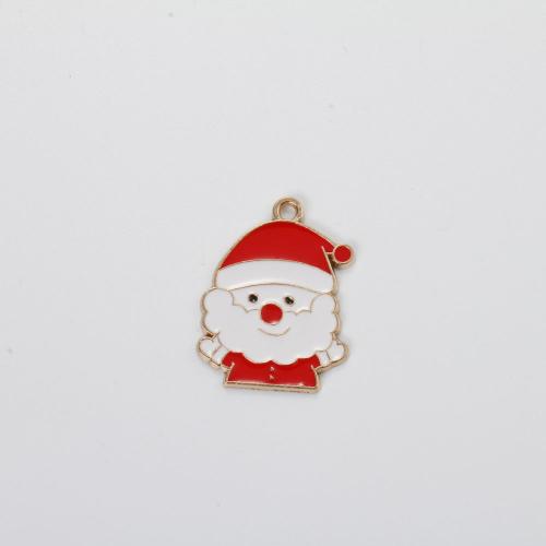 Tibetan Style Christmas Pendants, Santa Claus, gold color plated, DIY & enamel, mixed colors, 26.40x20x1.30mm, Sold By PC