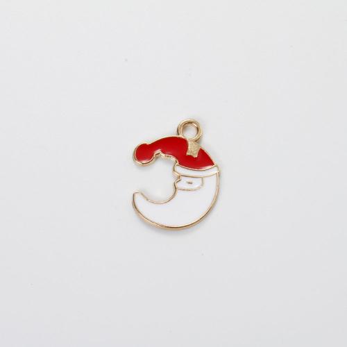 Tibetan Style Christmas Pendants, Moon, gold color plated, Christmas Design & DIY & enamel, mixed colors, 19.60x16x1.20mm, Sold By PC